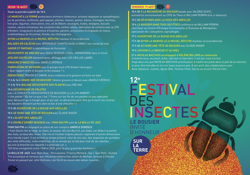 Festival des insectes 12ème  flyer page 2 et 3